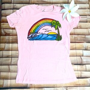 Rip Curl Heather Brown Rainbow Sunset Graphic Tee Shirt